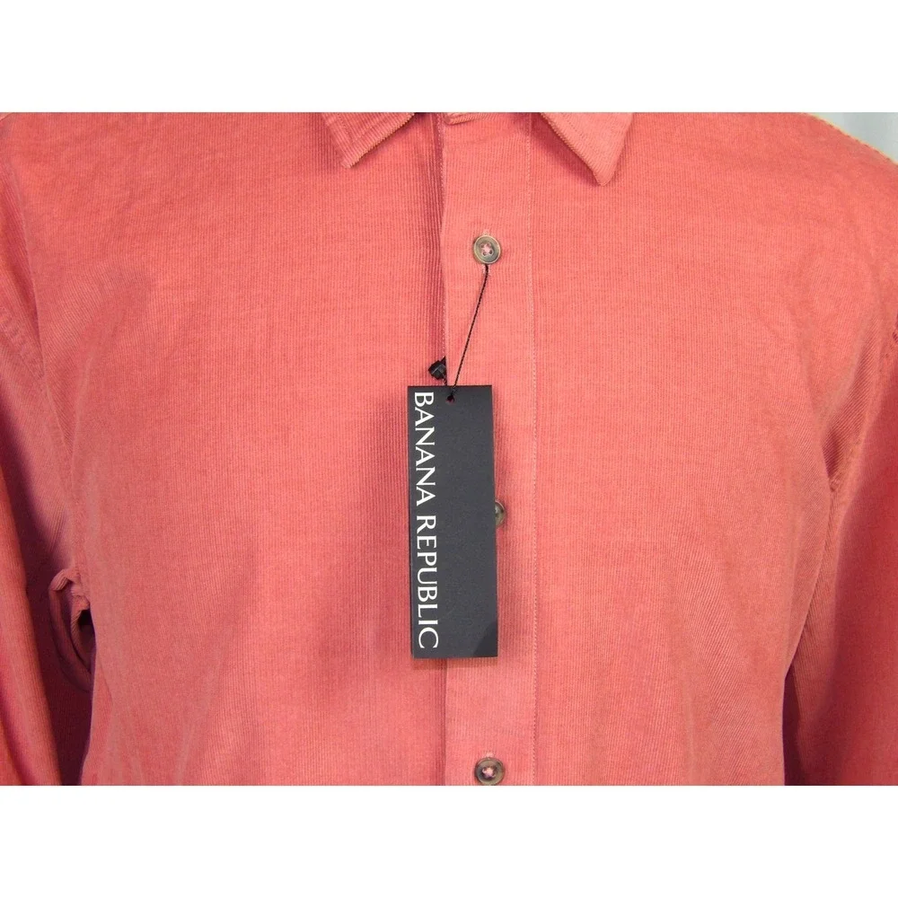 NEW! Banana Republic Rust Orange Long Sleeved Corduroy Button Up Shirt Men's XL‎